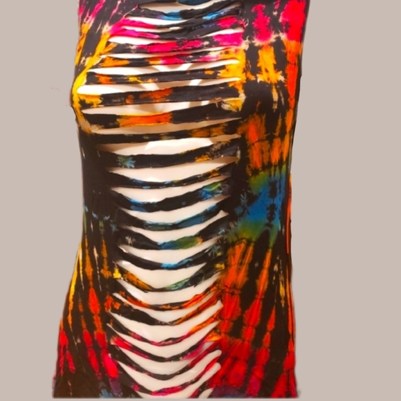 Kathmandu Tie Dye Multi Shark Bite Layering Hi Lo Top/ Dress OS NWT - Picture 3 of 6